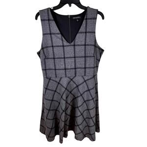 Banana Republic Gray Plaid Ponte Pinafore Dress Academia Fit And Flare SZ 14 EUC